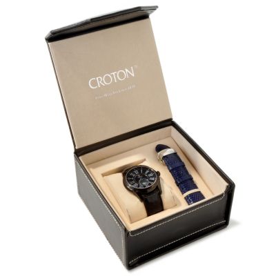 J177893 - Croton Men's Ermex Swiss Quartz Watch w/Set-of-Two Straps