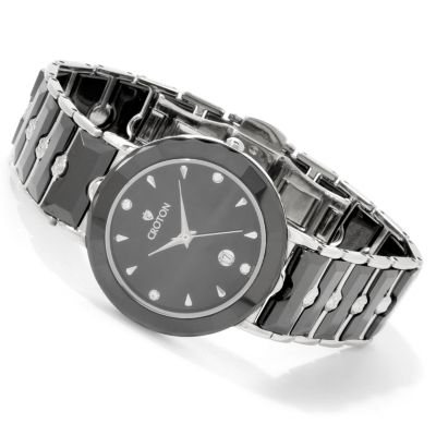J177898 - Croton Women's Xanthian Quartz Ceramic & Stainless Steel Bracelet Watch