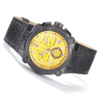 J178067 - Renato Men's Vulcan Swiss Quartz Black Shark Skin Strap Watch