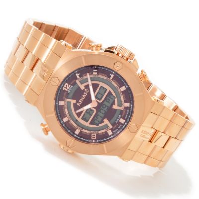 J178145 - Renato Men's Wilde-Beast Swiss Quartz Ana-Digi Gold-Plated Bracelet Watch