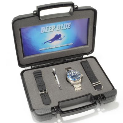 J178197 - Deep Blue Men's Master 2000 Diver Automatic Bracelet Watch w/ Travel Case