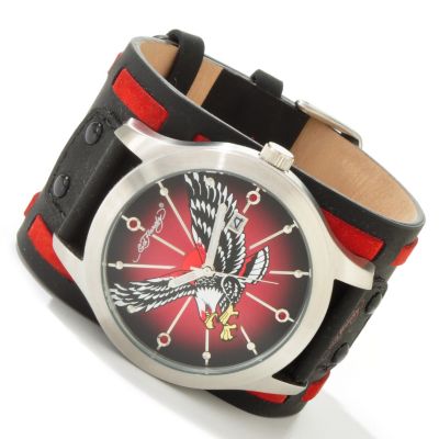 J178214 - Ed Hardy Men's Gladiator Quartz Leather Strap Watch