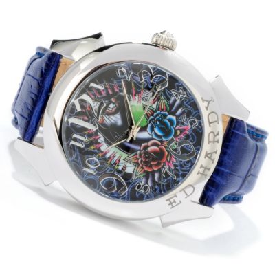 J178215 - Ed Hardy Men's Quartz Revolution Leather Strap Watch