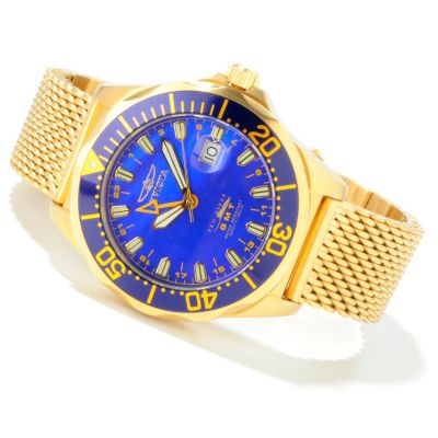 J178225 - Invicta Men's Grand Diver Swiss Quartz GMT 18K Gold-Plated Mesh Bracelet Watch 