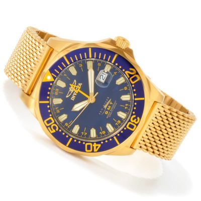 J178655 - Invicta Men's Grand Diver Swiss Quartz GMT 18K Gold-Plated Bracelet Watch 