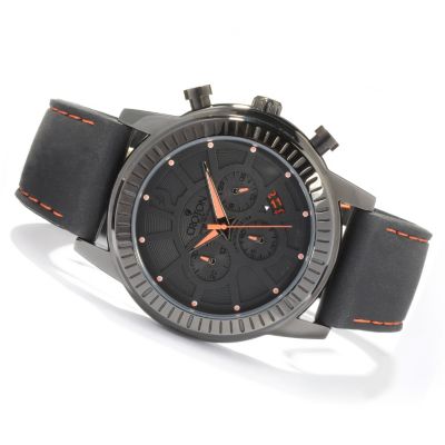 J178890 - Croton Men's Black Tarantula Chronograph Rubber Strap Watch