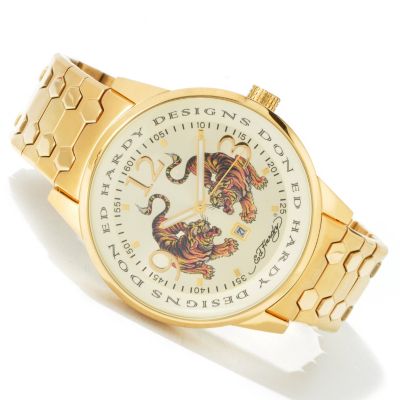 J179238 - Ed Hardy Men's Stellar Tiger Quartz Stainless Steel Bracelet Watch