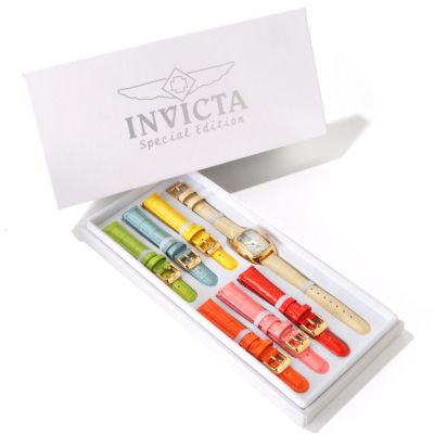 J179472 - Invicta Women's Baby Lupah Mother-of-Pearl Quartz Leather Strap Watch w/ Set-of-Seven Straps