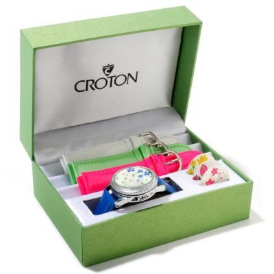 J179496 - Croton Women's Quartz Watch w/ Interchangeable Straps & Case Covers