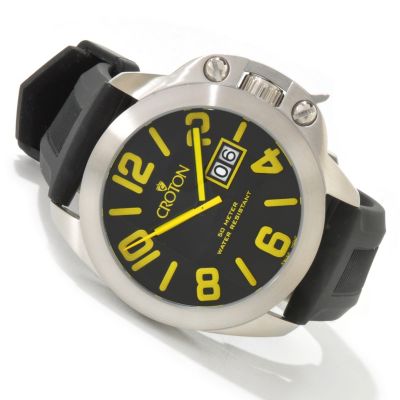 J179511 - Croton Men's Sport Colored Numeral Swiss Quartz Rubber Strap Watch