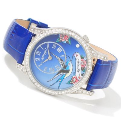 J179652 - Ed Hardy Women's Elizabeth Quartz Leather Strap Watch