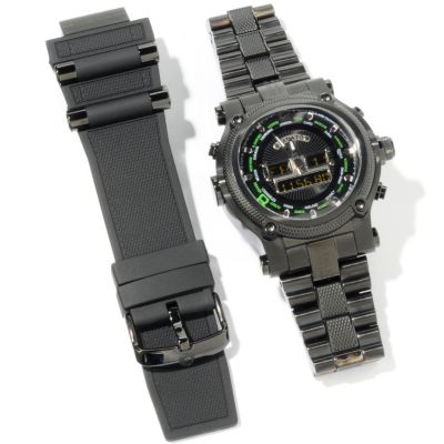 J179677 - Renato Men's Limited Edition Beast Ana-Digi Stainless Steel Bracelet Watch w/ Extra Rubber Strap
