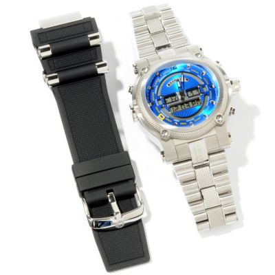 J179678 - Renato Men's Limited Edition Beast Ana-Digi Stainless Steel Bracelet Watch w/ Extra Rubber Strap