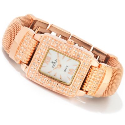 J179915 - Croton Women's Crystal Accented Quartz Mesh Bracelet Watch