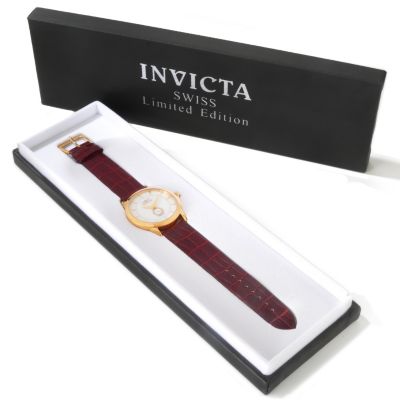 J179938 - Invicta Men's Slim Quartz Mother-of-Pearl Dial Leather Strap Watch 