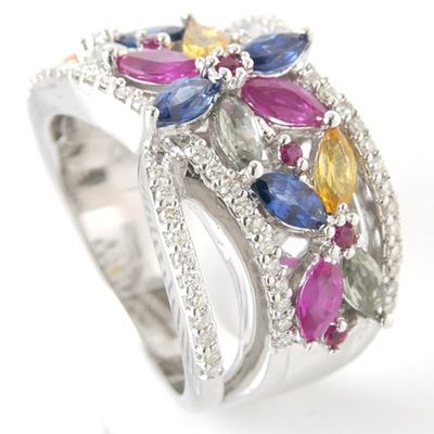14K WG Sapphire & Diamond Ring