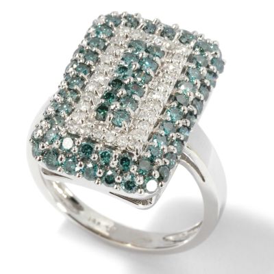 14K WGBlue Diamond or YGYellow Diamond & White Diamond Ring