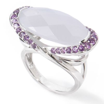 14K WG/YG Onyx & Apatite or Chalcedony & Amethyst Ring