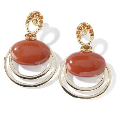 14K Red Jasper & Madeira Citrine Earrings