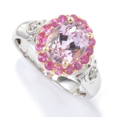 14K WG/YG Kunzite & Pink Sapphire Ring