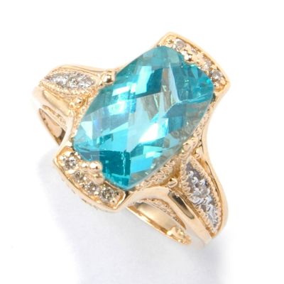 14K Apatite & Diamond Ring