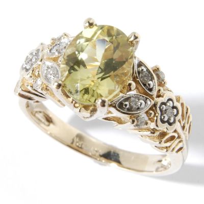 14K Amblygonite & Diamond Ring