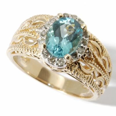 14K Apatite & Diamond Ring
