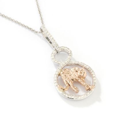 14K RG/WG Effy Diamond Panther Pendant w/ Chain