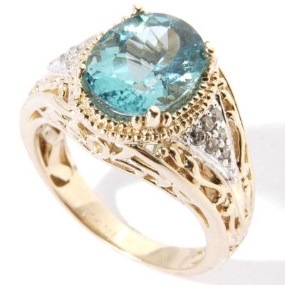 14K Apatite & Diamond Ring