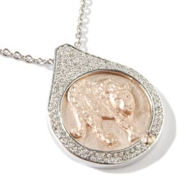 14K WG/YG Diamond Panther Pendant w/ Chain