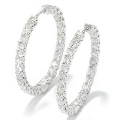 18K White Gold 3.92ct Diamond Hoop Earrings