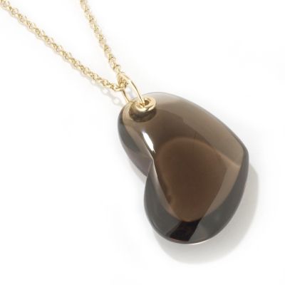 14K Gold Smoky Quartz or Milky Lima Quartz Pendant w/ Chain