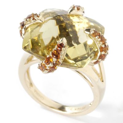 J181923 - 14K Gold Lima Quartz or Citrine & Multi-Gem Ring