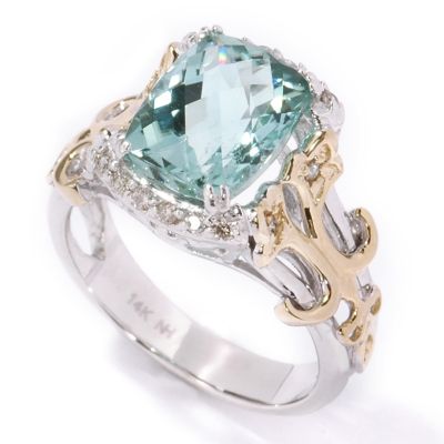 14K WG/YG Mint Tourmaline & Diamond Ring (J182009)