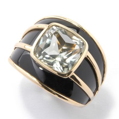 14K Gold Prasiolite & Onyx Ring