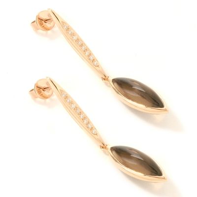 14K RG Smoky Quartz & Diamond Earrings