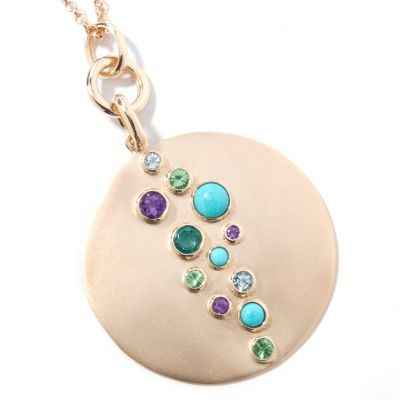 14K Gold Multi-Gemstone Pendant w/ Chain at ShopNBC.com