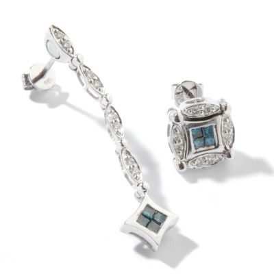 14K White Gold Blue / White Diamond Diversa Earrings