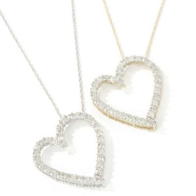 14K WG or YG 1.50ct Diamond Heart Pendant w/ Chain