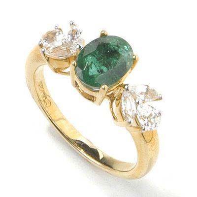 10K Emerald & White Sapphire Size 7 Ring