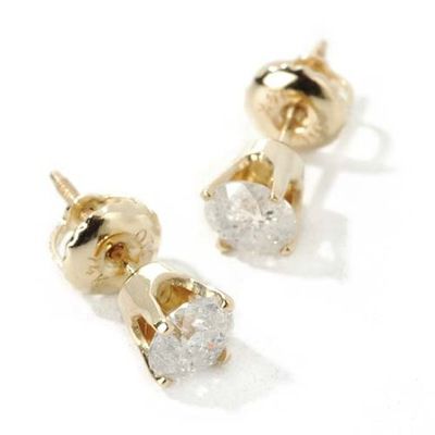 14K WG or YG 0.75ct Diamond Stud Earrings, H-I & I2