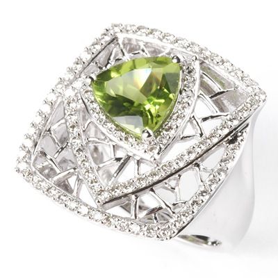 18K WG Peridot & Diamond Ring
