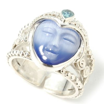 Sterling Silver, Fiber Optic & Apatite Goddess Ring