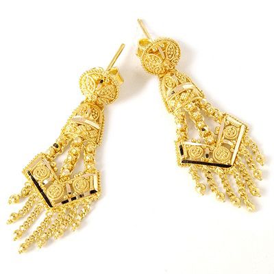21K Granulated Dangle Earrings