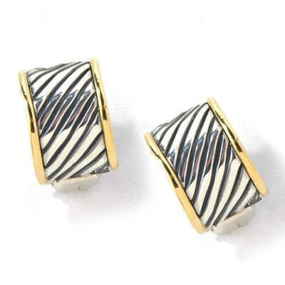 Sterling Silver / 18K Gold Bold Cable Twist Band Earrings