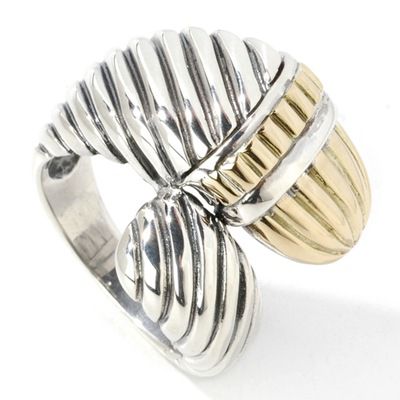 18KSterling Silver Column Bypass Wrap Ring