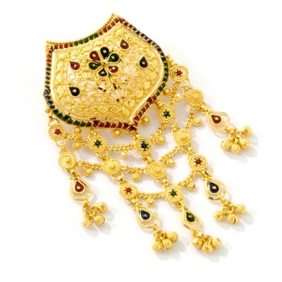 21K Granulated Lace Design Enamel Pendant