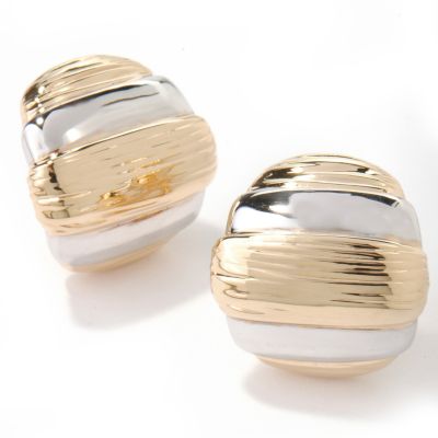 18K WGYG Bold Domed Artform Earrings