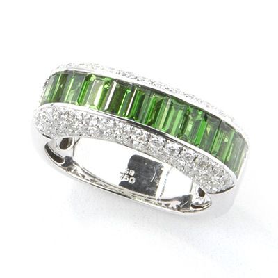 18K WG/Tsavorite or YG/Ruby & Diamond Ring