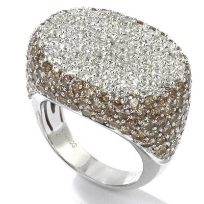  18K White Gold 5.55ct Chocolate & White Diamond Oval Ring 